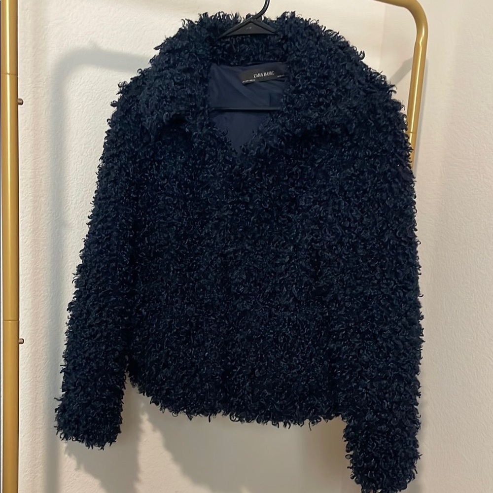 Zara Black Faux Fur Jacket for Women